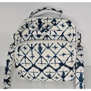 Lug Ranger Crossbody Shoulder Bag White Blue Ikat Print Travel Packable